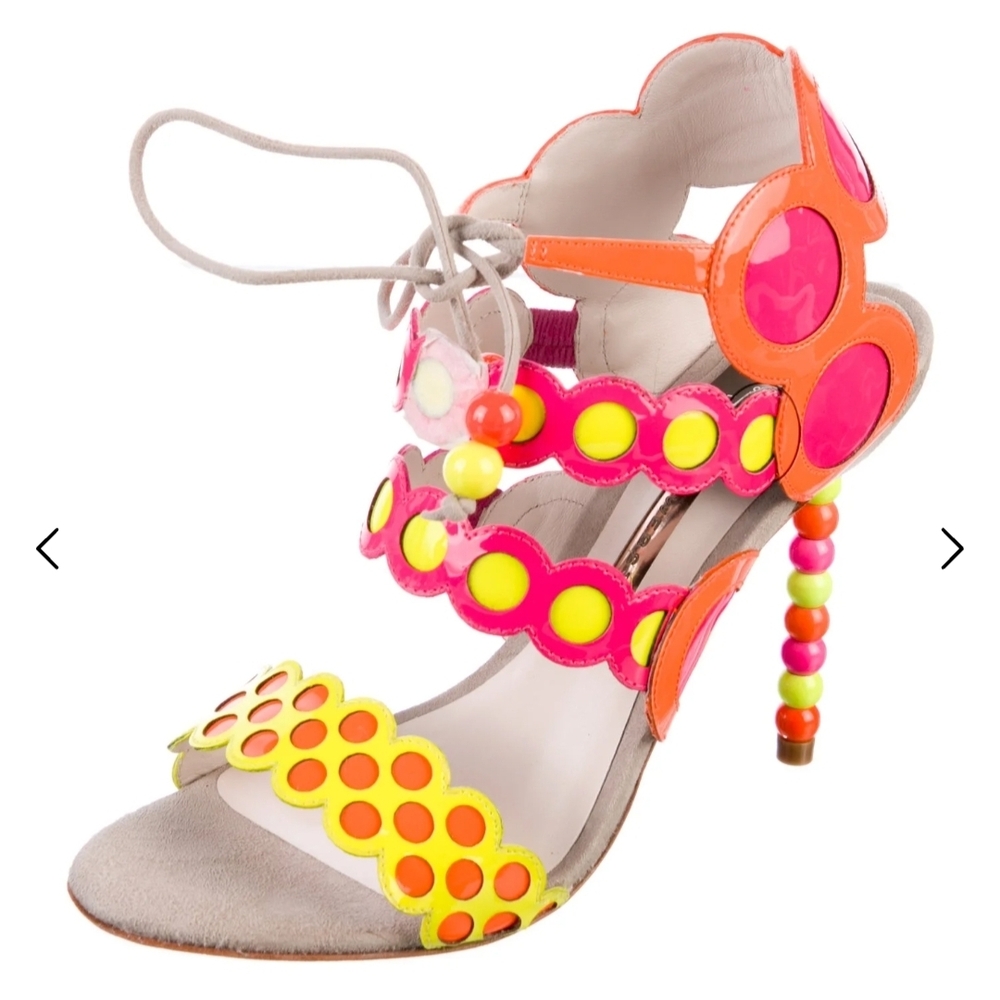 Sophia Webster Pink and Orange Beaded Heel Sandals